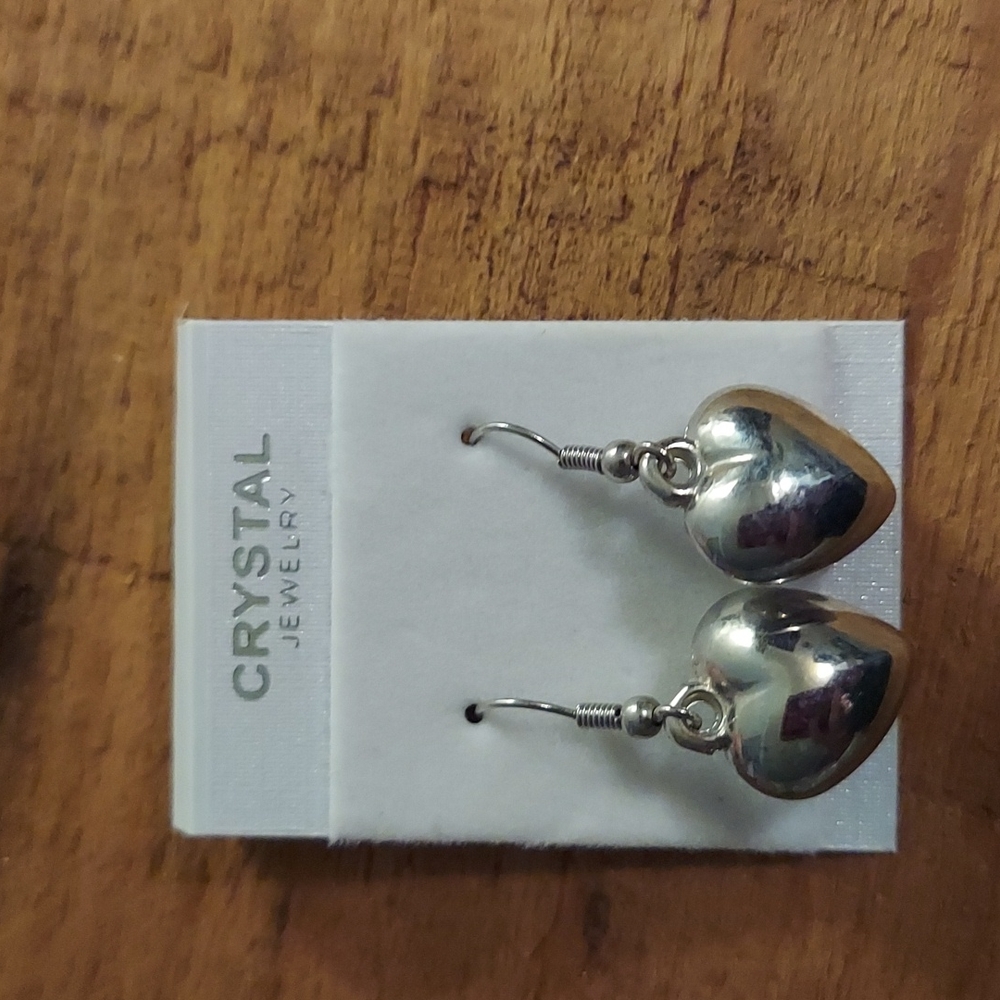 Silver Puffy Heart Earrings